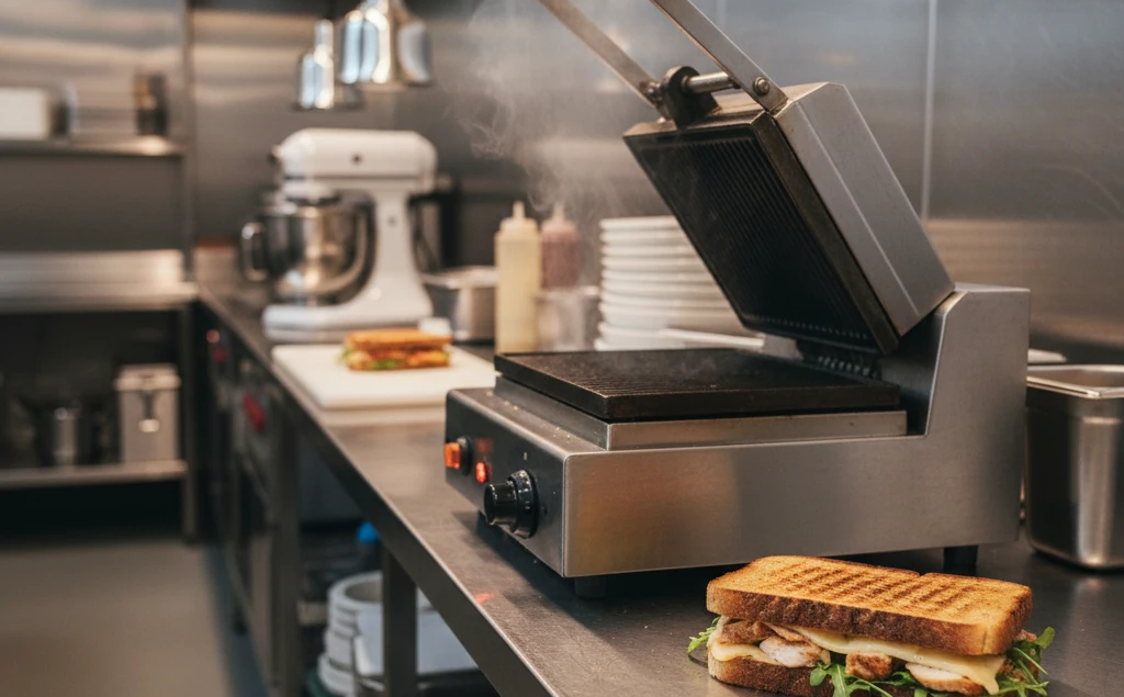 دستگاه ساندویچ ساز صنعتی در آشپزخانه صنعتی
