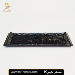 دیس ملامین رولت مستطیل طرح سنگ 40x15 مشکی چرمی کد 17993 مستر هورکا