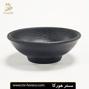 كاسه ملامين گرد مشكي دور چرم سايز 11 كد 27869 | مستر هورکا