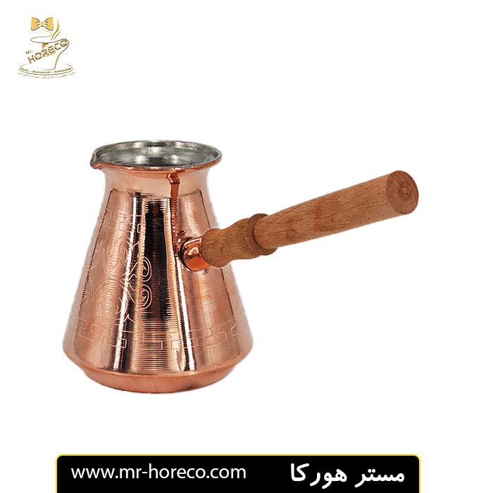 جذوه مسی دسته چوبی طرح لیزری 4 کاپ Arabic Part کد 17687 مستر هورکا