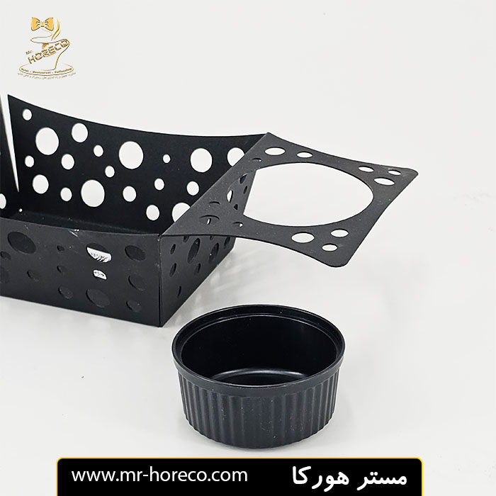 سبد فلزی مستطیل لبه دار سرو سیب زمینی با جای سس کد 30159 مستر هورکا