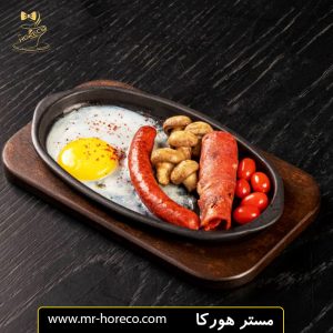 ظرف چدنی بیضی با زیره چوبی مدل Odon CW101 سایز 29x18 سانت کد 23807 مستر هورکا