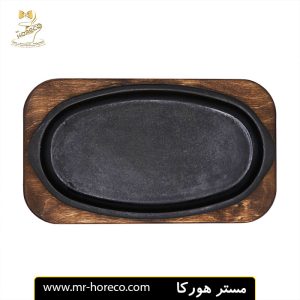 ظرف چدنی بیضی با زیره چوبی مدل Odon CW101 سایز 29x18 سانت کد 23807 مستر هورکا