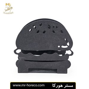 جا دستمال کاغذی فلزی رستورانی طرح همبرگری مشکی استاتیک کد 30228 مستر هورکا
