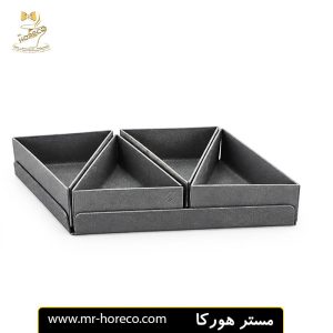 سینی مزه خوری فلزی مشکی استاتیک مثلث ابعاد 17x9 کد 28425 مستر هورکا