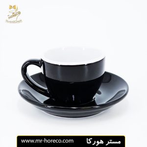 فنجان و نعلبکی اسپرسو مشکی براق 75cc مدل viva کد 25019 مستر هورکا