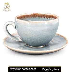 فنجان و نعلبکی لته طوسی ترک دار 250cc مدل dorika کد 14555 مستر هورکا