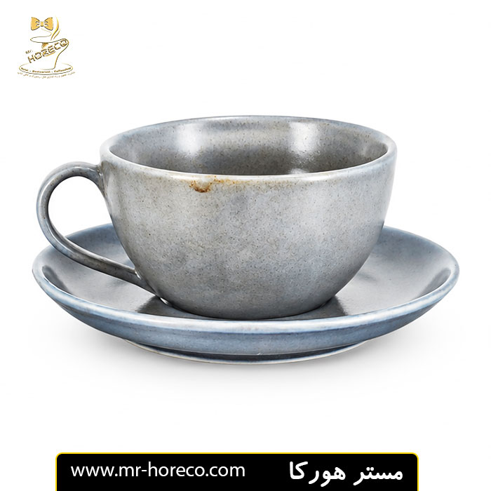 فنجان و نعلبکی کاپوچینو طوسی پتینه زرد 180cc کد 26247 مستر هورکا