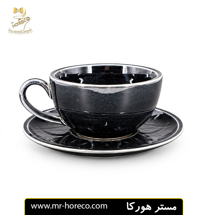 فنجان و نعلبکی کاپوچینو مشکی براق 180cc کد 23988 مستر هورکا