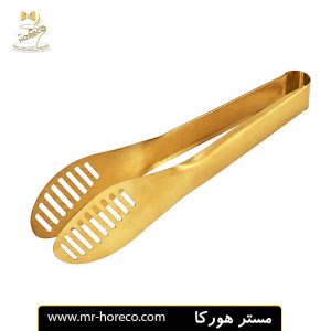 انبر استیل طلایی شیاردار بیضی shengya کد 30325 | مستر هورکا