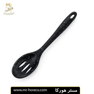 قاشق شیاردار تمام سیلیکونی مشکی برفکی 27 سانت کد 17754 | مستر هورکا